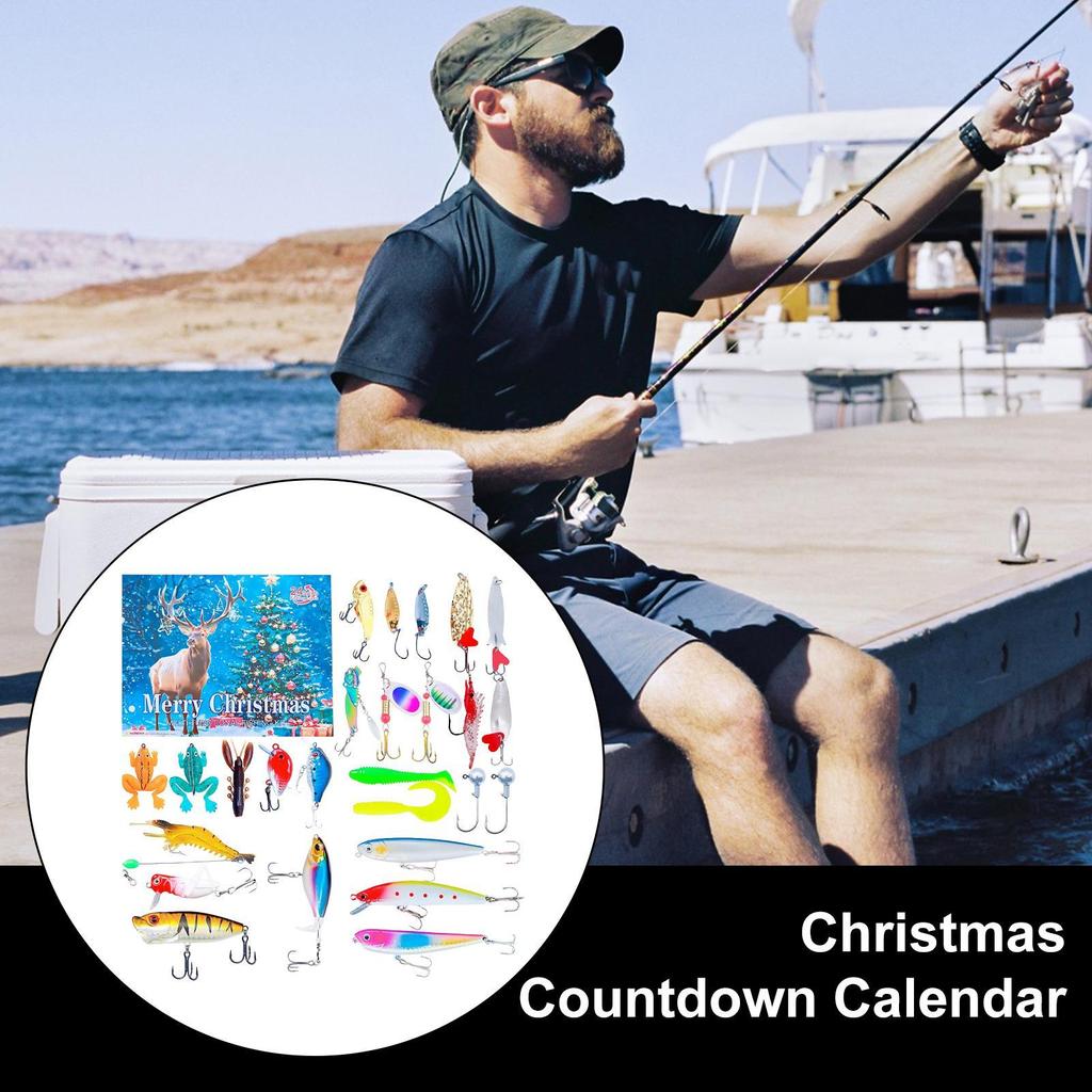 2025 Fishing Lure Countdown Advent Calendar 24 Days Christmas Countdown Calendar Fishing Tackle Lures Theme Christmas Gifts