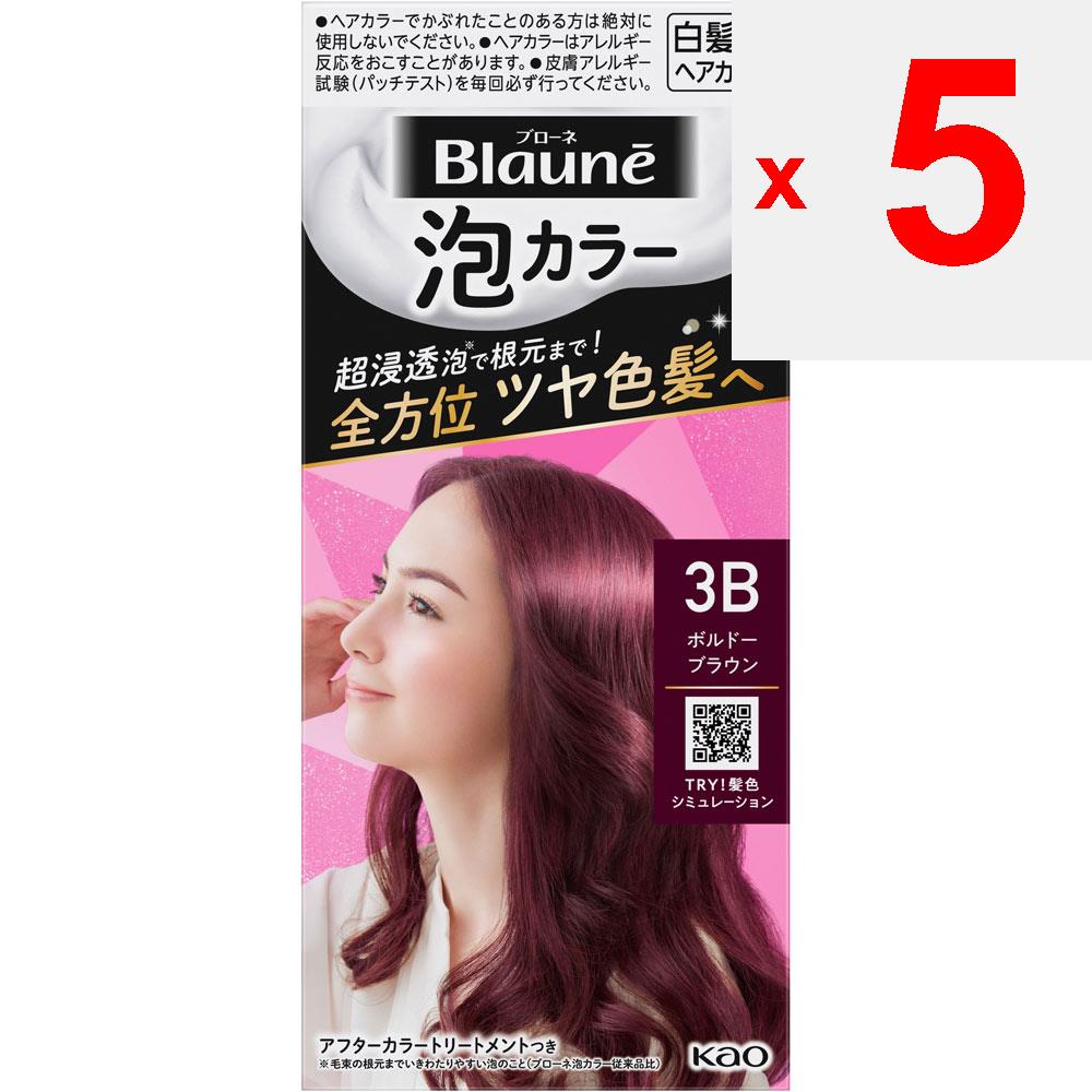 KAO Blaune Bubble Color 3B Bordeaux Brown 108ml (Quasi-drug) Foam for Graying Hair Colorant for Gray Hair Add Liquid 1 To Liquid 2 and Mix. Do Not Sha