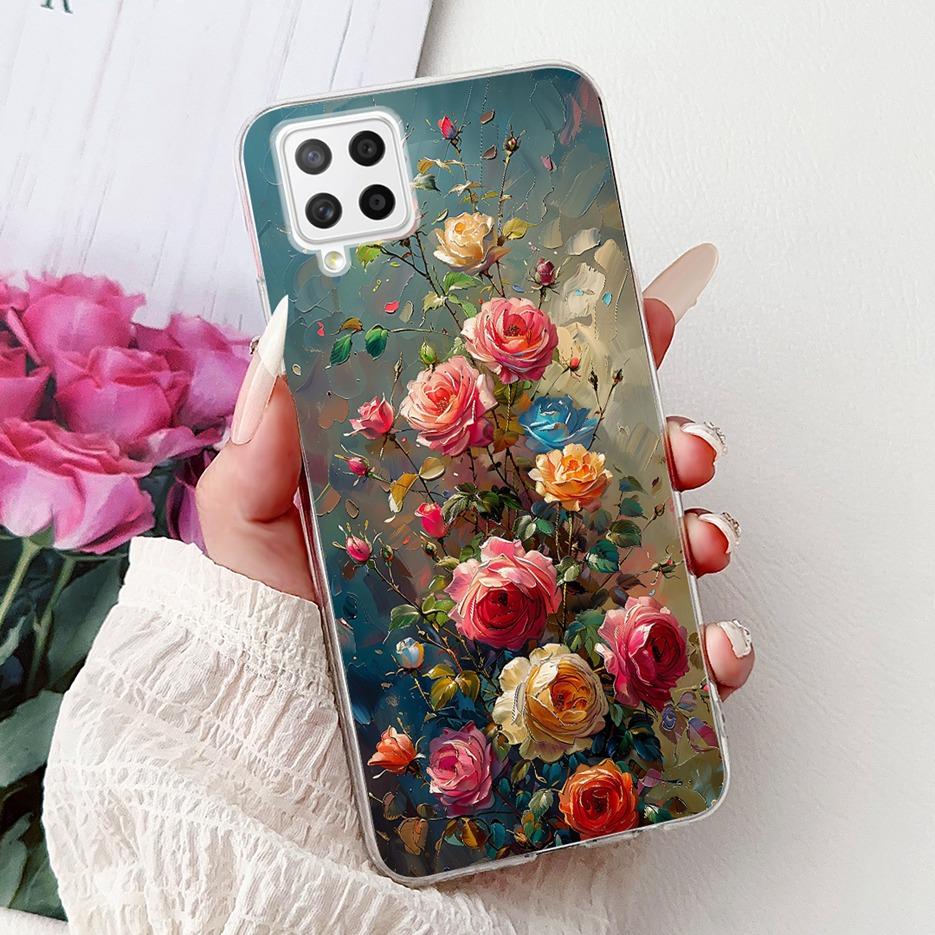 For Samsung Galaxy A22 4G Case Coloful Flowers Painted Cover Soft Slim Phone Case For Samsung A22 A 22 Galaxy A42 5G Fundas Bags