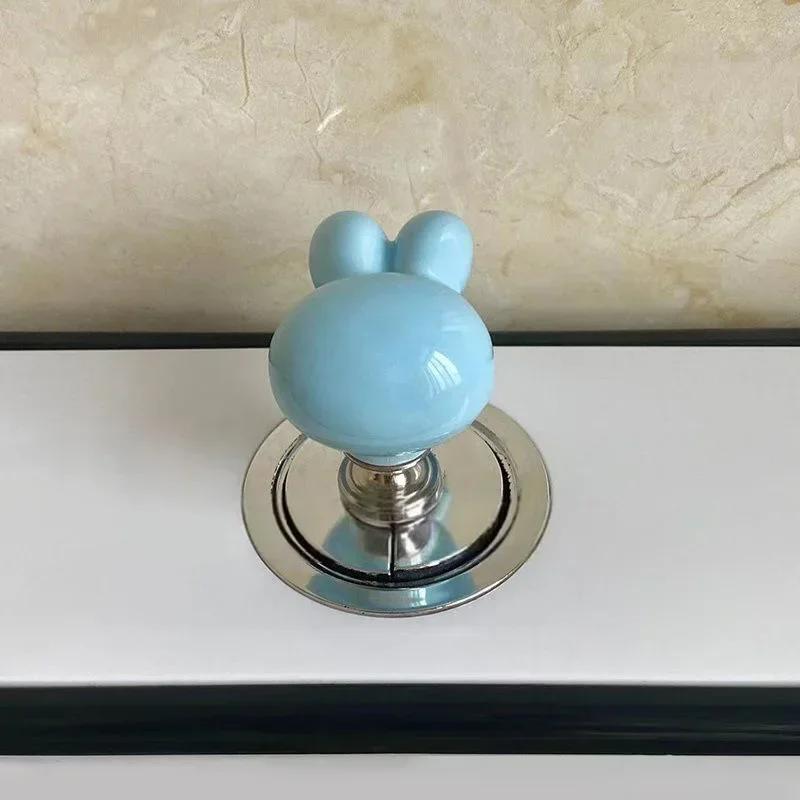 Heart Shaped Toilet Press Button Cute Rabbit Toilet Drain Button Tank Push Switch Nail Protector Love Button Bathroom Accessori