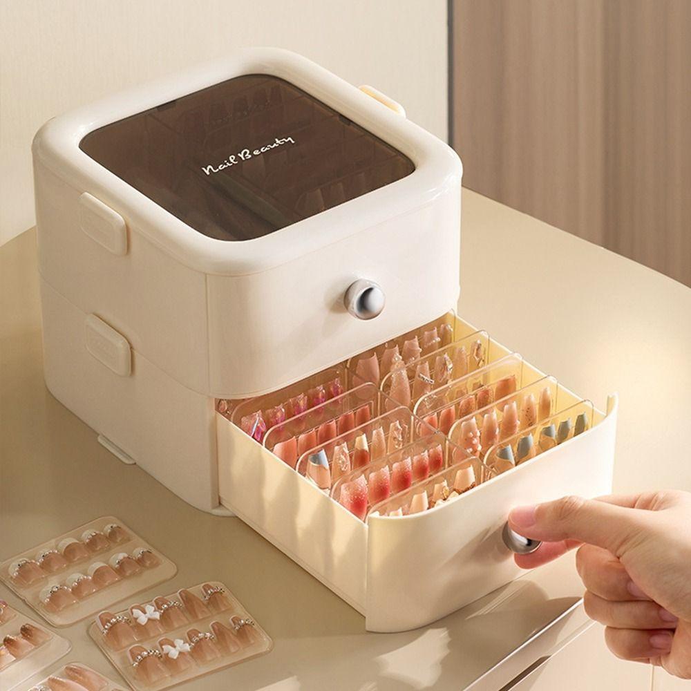 

2 Layers Drawer Type Nail Storage Box Large Capacity Nail Storage Organizer for Home