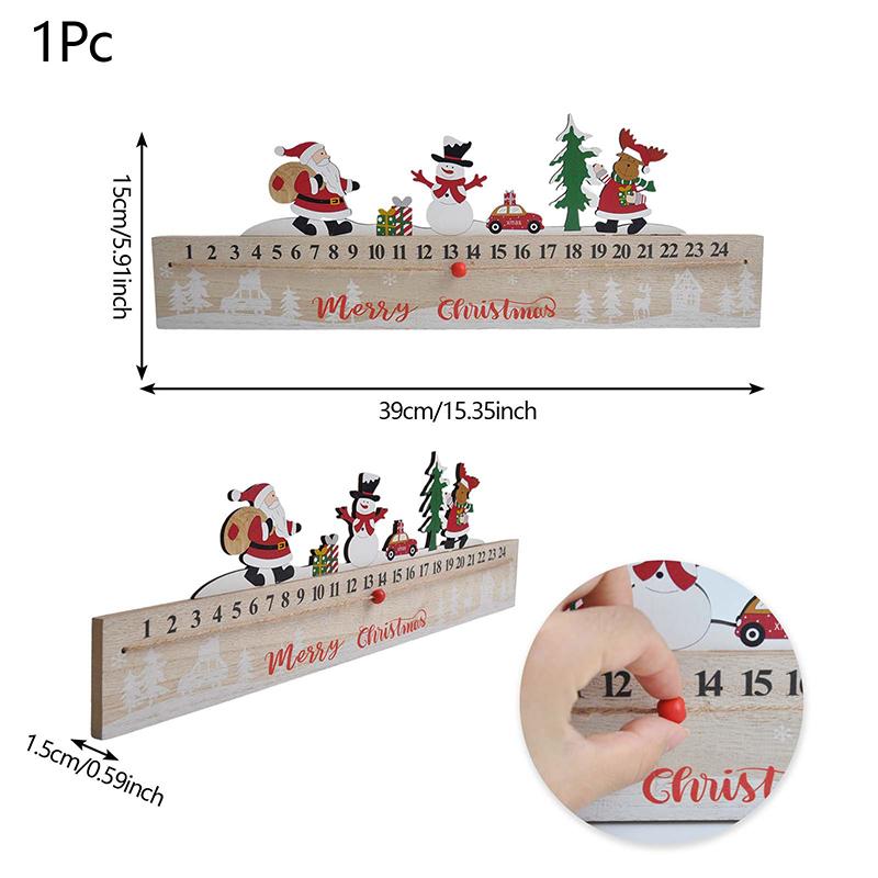 1PC Wooden Ornaments Countdown Gifts Christmas Festival Mobile Practical Painted Decorations Calendar