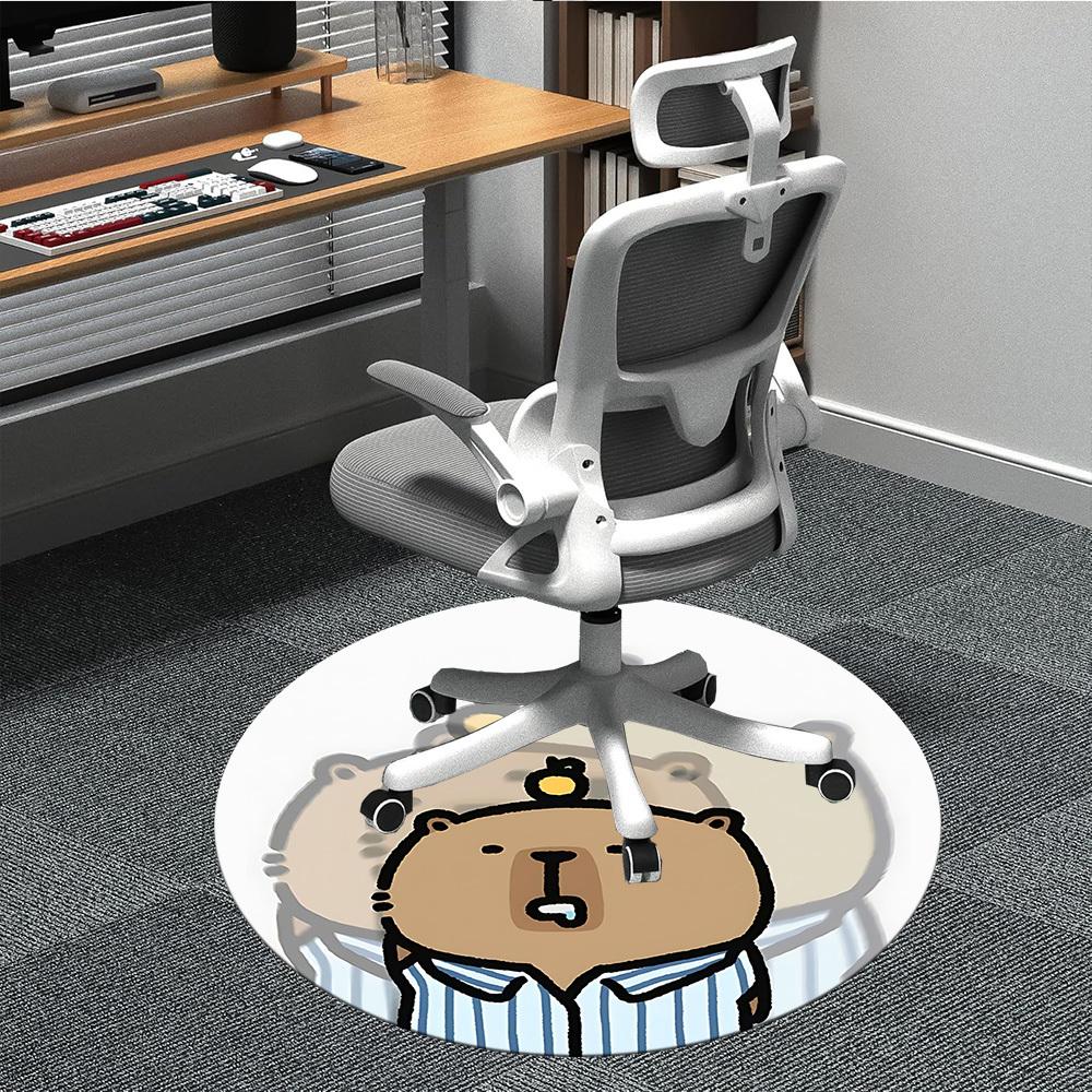 

1pc Bear cartoon Chair Carpet for Office Non-Slip, Machine Washable Rug for Office, Room - Polyester, Machine Made yy251029200 80cm by 80cm