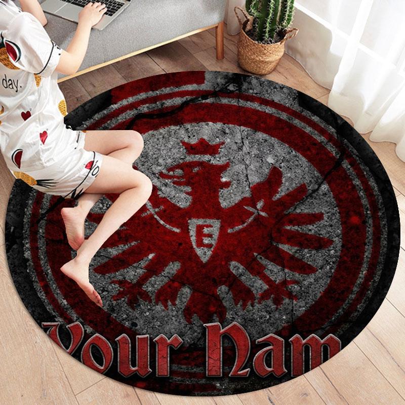 Eintracht Frankfurt Custom Name Round Area Rug,Carpet Rug for Living Room Bedroom Sofa Playroom Decor,Non-slip Floor Mat