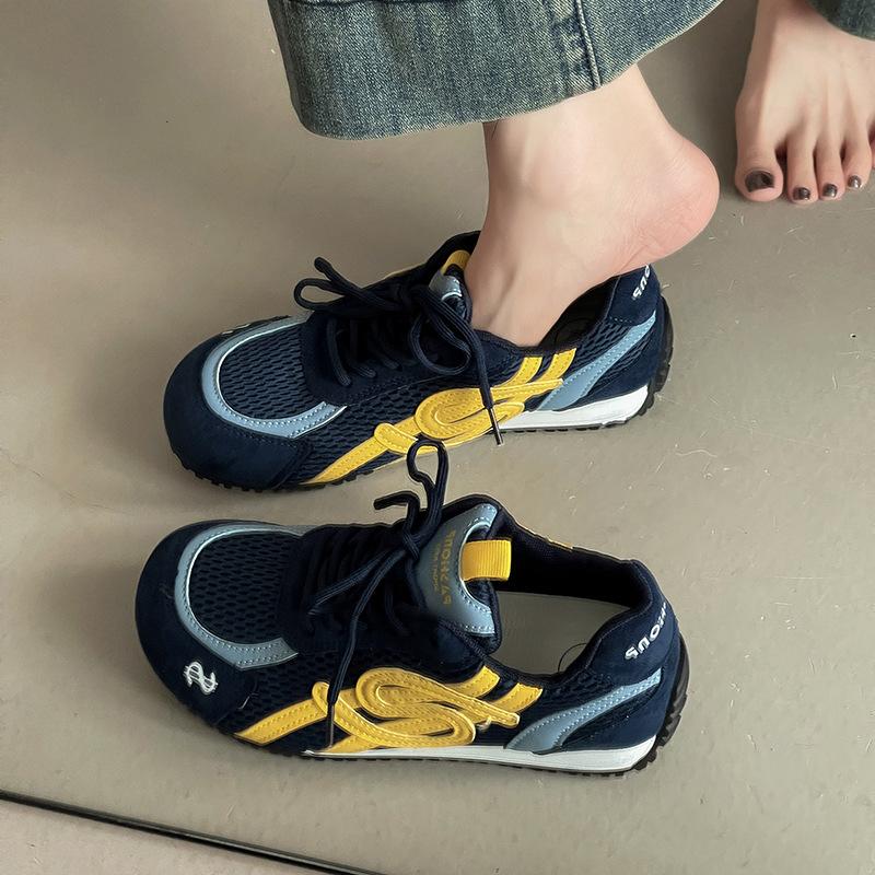 Retro Versatile Splicing Mesh Casual Sports Shoes Women's 2025 Summer New Mesh Breathable and Comfortable German Training Shoes