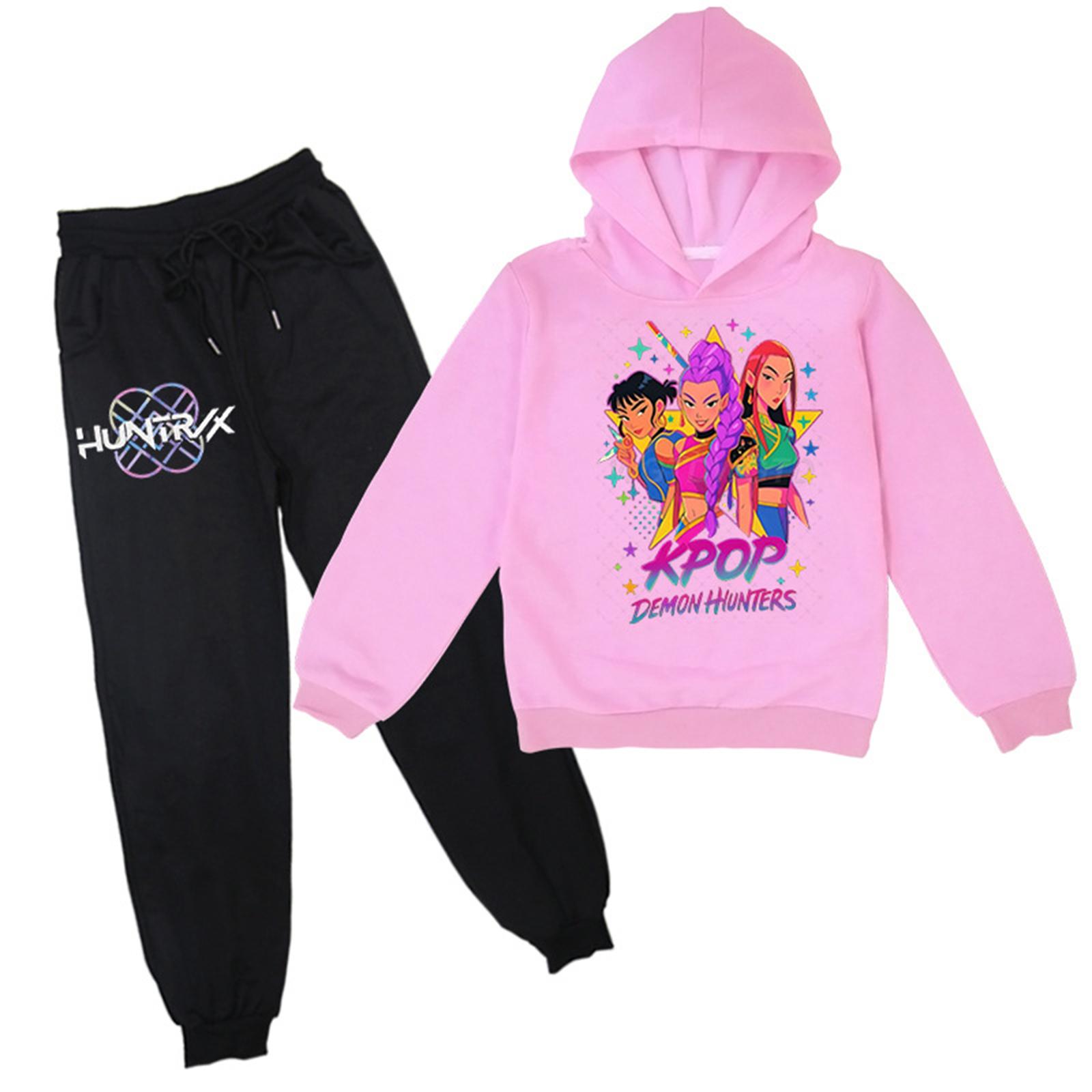 

Мальчики Девочки Спортивный костюм Одежда Толстовка с капюшоном Беговые штаны Спортивные костюмы Комплект Модный наряд 120 розовый