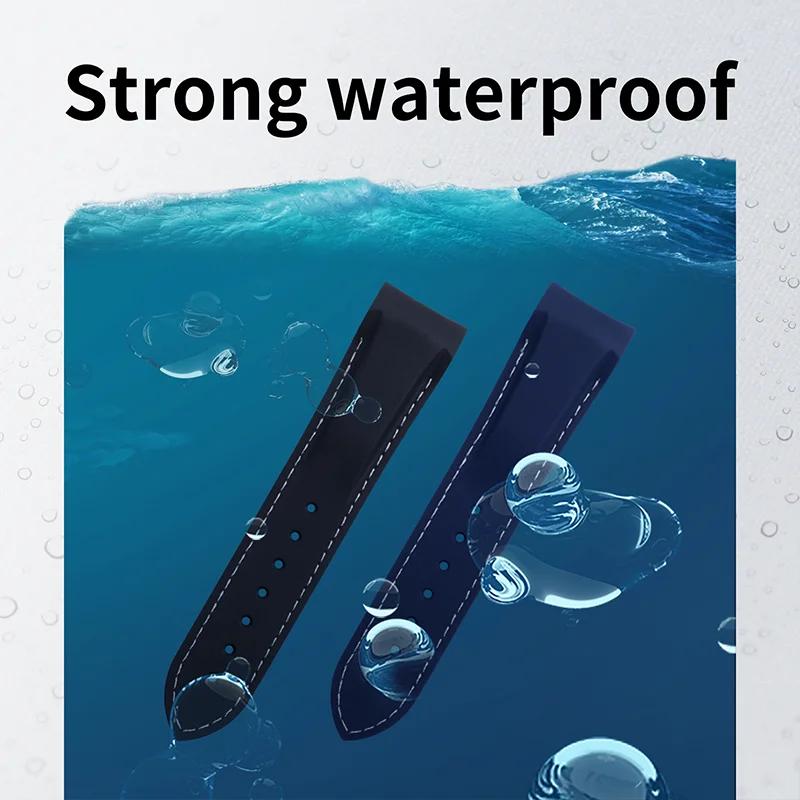 20mm 22mm Curved End Soft Rubber Wristband For Moon Swatch Strap For Omega 300 SEAMASTER 600 PLANET OCEAN Watchband Accessories