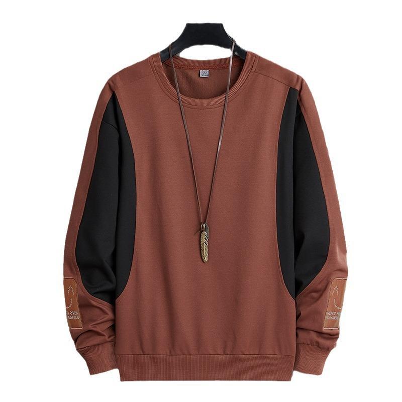 Fashion Men's Splicing Top Casual Loose Trend Long-sleeved T-shirt Color Matching Spring and Autumn Men's Sweater