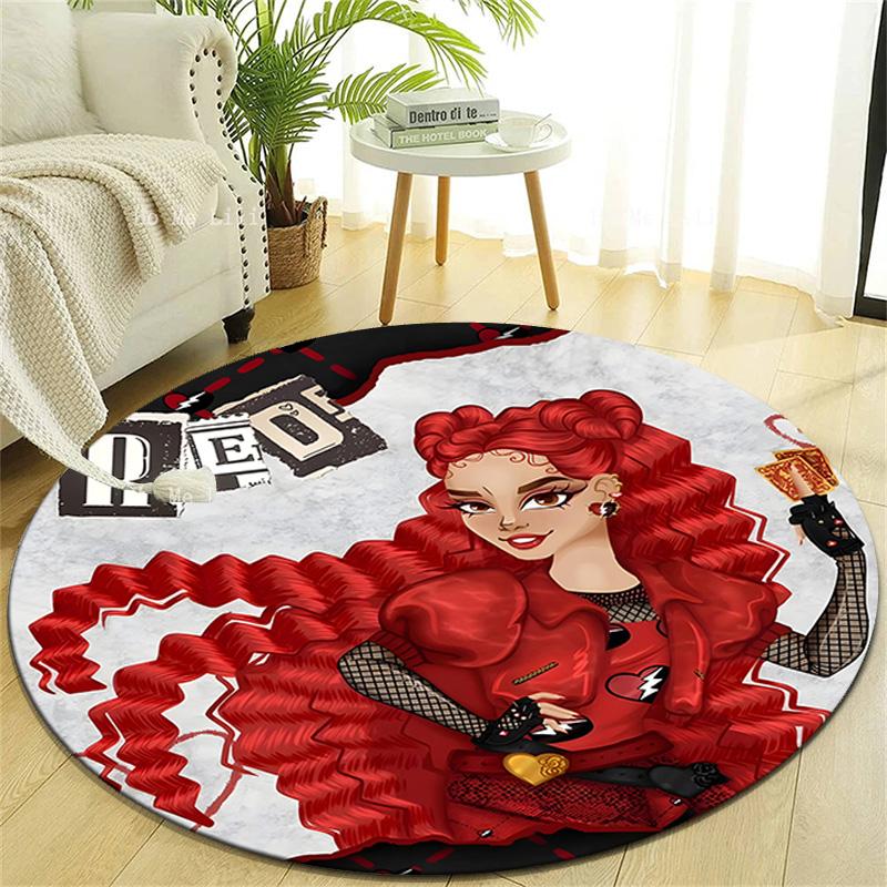 1pc Descendants The Rise of Red1 Design Printed Area Round Carpet for Bedroom Living Room Home Decor Rugs Mat Non Slip Mat Rug for Bedside