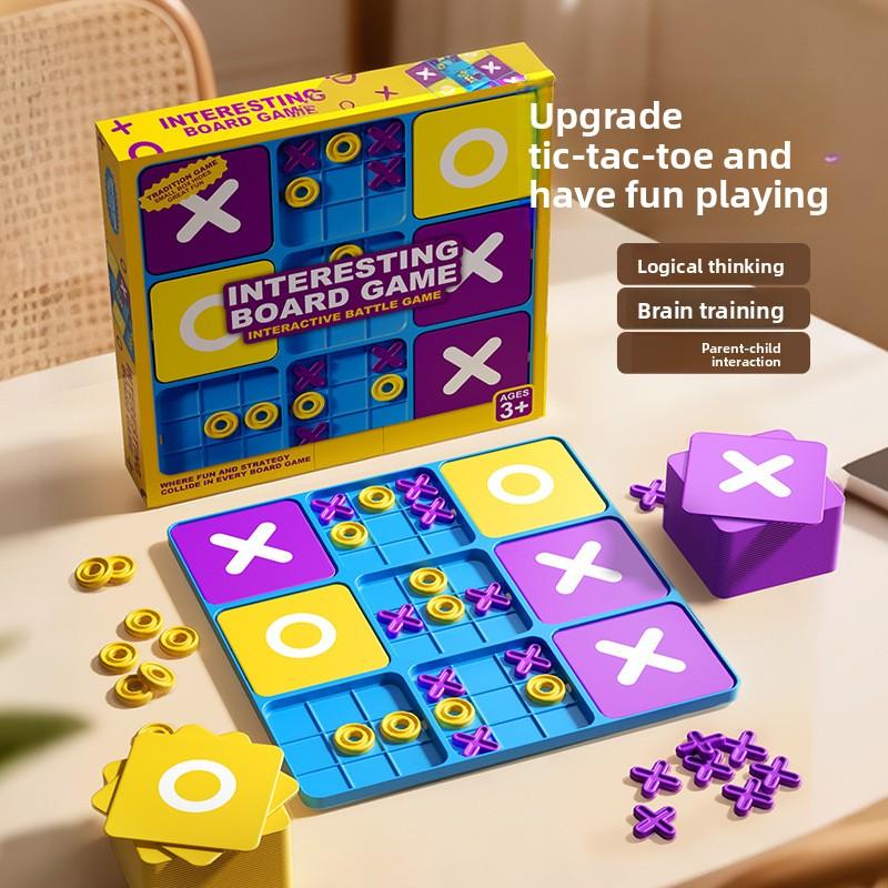 Non-Toxic Tic Tac Toe Board Games Kids Table Toy Logical Thinking Challenge Brain Teasers Parent-Child Interactive Strategy Toys Xmas Gift