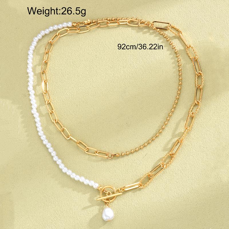 Vintage Gold Color Multiple Styles Imitation Pearl Necklace for Women Boho Trendy Multi-Layer Crystal Pendant Necklaces Jewelry