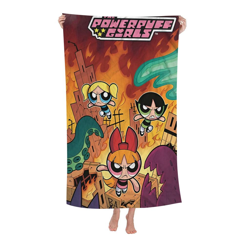 Klassisches Cartoon T-The Powerpuff Girls Cartoon Strandtuch Süße Kawaii Zimmerdeko Bad Kinder Handtücher Für Badezimmer Dusche