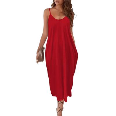 Women's Dress Solid Color Plus Size Casual Suspender Dress