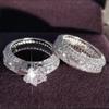Silvery Natural Diamond Ring Zircon Diamond Ring Jewellery Accessories Wedding Ring Set  Women