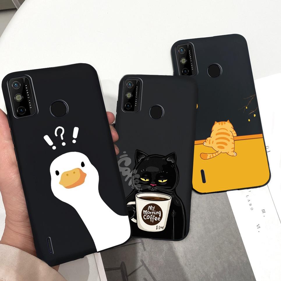 For Tecno Spark 6 Go Case KE5j KE5k Cute Astronaut Cat Night View Cover Liquid Silicone Phone Cases For Spark 6GO Bumper Fundas