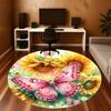 1pc Butterfly Sunflower Round Chair Mat Office Area Rug - Non-Slip, Floor Mat for Office, Bedroom, Ideal Home Decor Gift C0112014
