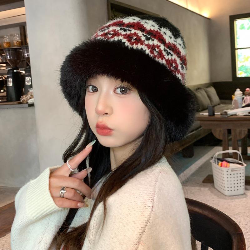 Women S Large Head Circumference Fleece Lined Bucket Hat For Autumn Winter Warm Fashionable Versatile