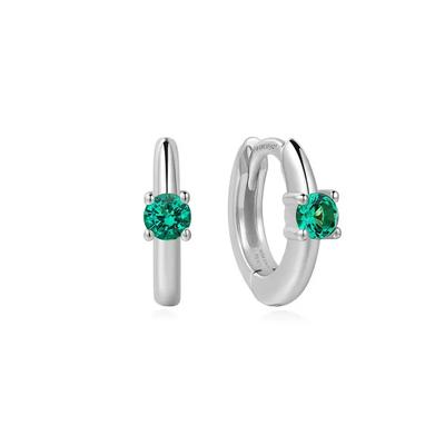 Silver Green Hunger Hoop 925 Silver Earrings E073-02H.