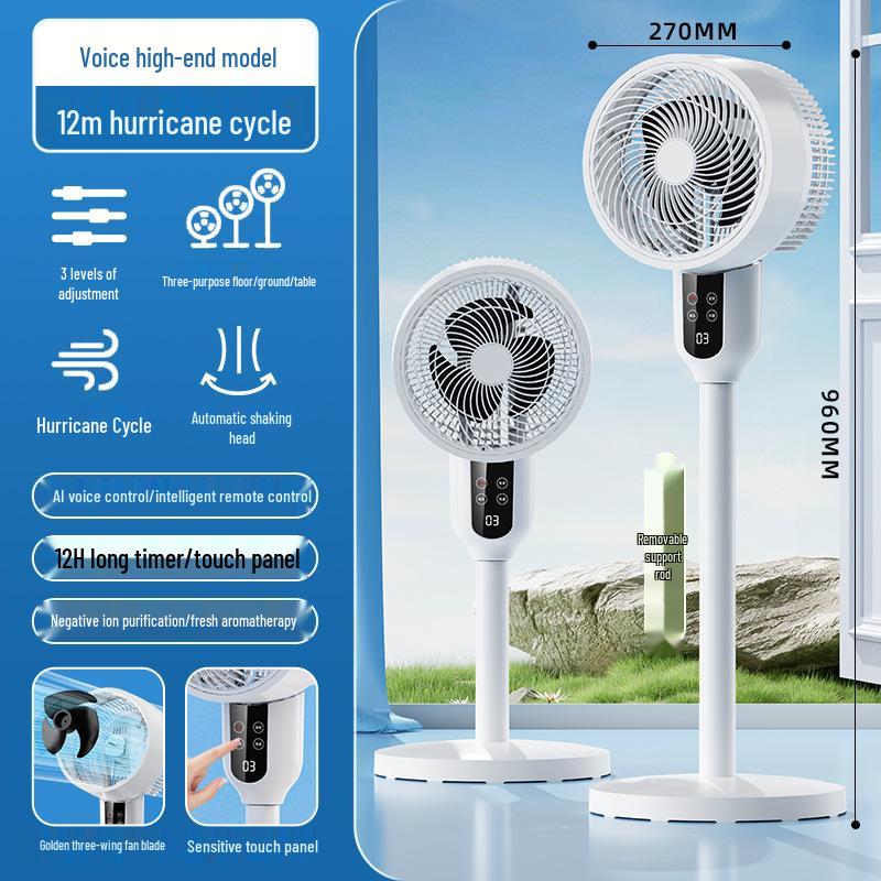 Smart Remote-Controlled Oscillating Electric Fan: Low Noise Floor & Table Air Circulation Fan