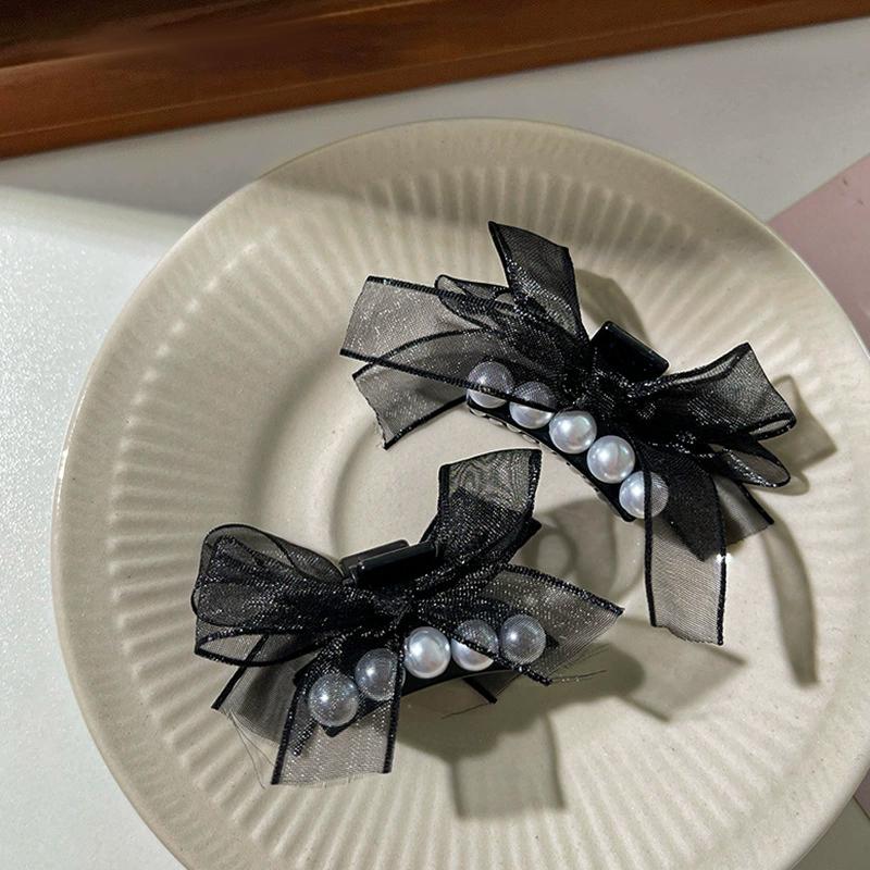 Sweet Pearl Bowknot Mesh Hair Clip Small Hairpin Hairgrip For Girls Women Bow Barrette Headwear Hair Accessories