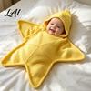 Pasgeboren Fotografie Prop Zeester Baby Slaapzak Gebreide Wikkel Slaapzak met Capuchon Vakantie Souvenir Gezellige Stervormige Draagbare Baby Deken,