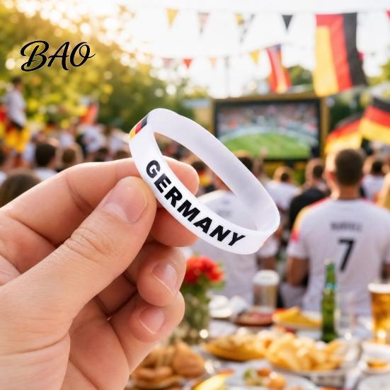 Braccialetto da Polso Calcio in Silicone per Bambini e Adulti, Braccialetti Regolabili con Bandierine Nazionali e Fascia Traspirante con Chiusura a Scatto per Eventi Sportivi,