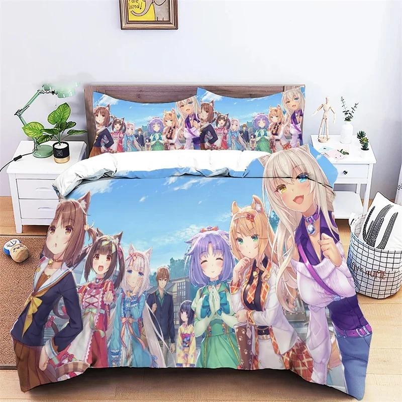 Anime Nekopara Sexy Girl Duvet Cover Bedding Comforter sets Soft Quilt Cover and Pillowcases Single Double Queen King