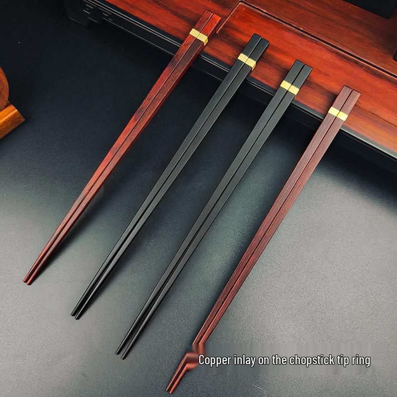 Oriental Luxury Chopstick Set: Ebony & Rosewood Chopsticks with Rests, No Paint/Wax, Perfect for Couples & Gifts.