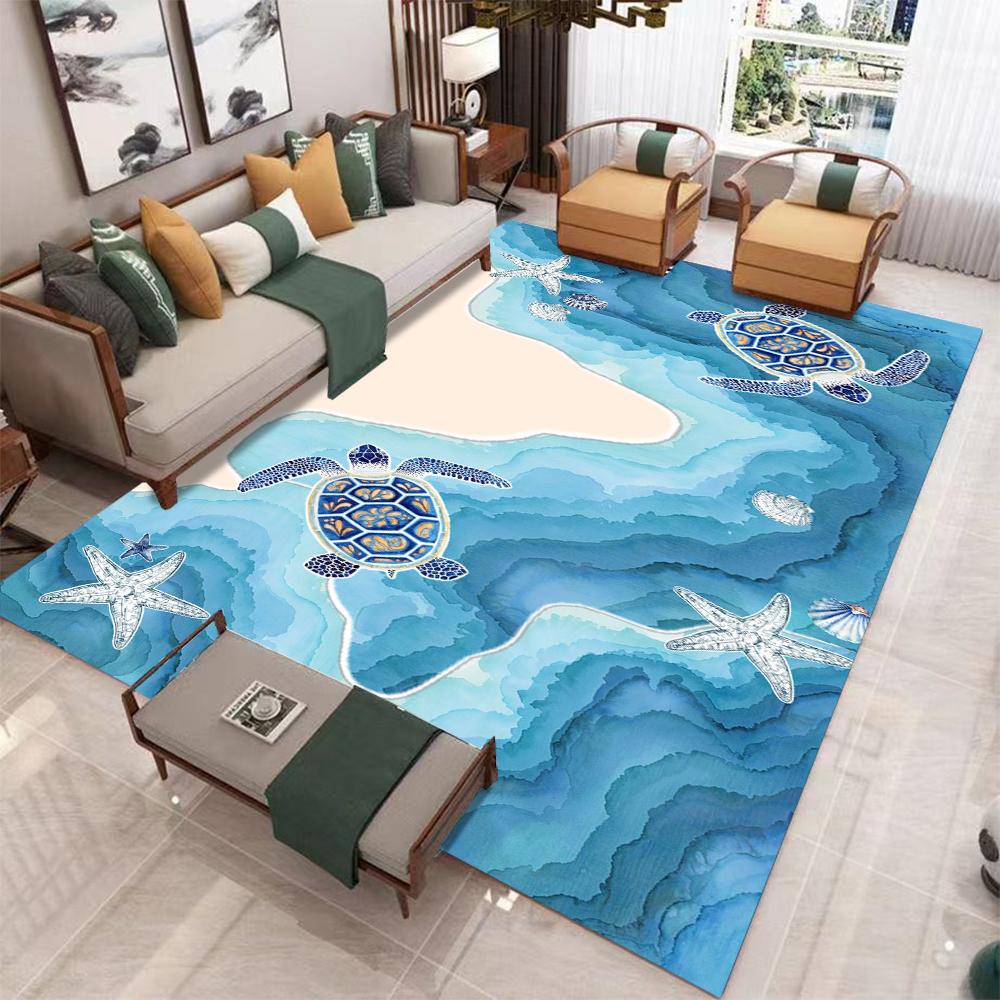 Cartoon Zee Schildpad Watergolf Bel Print Vloerkleed Oceaan Stijl Antislip Woonkamer Slaapkamer Vloerkleed Vloerkleden voor Woonkamer 80x120cm