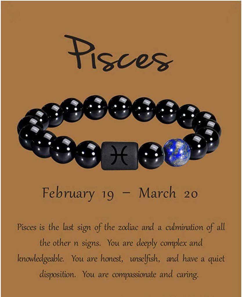 Twelve Constellations Obsidian Tiger's Eye Beaded Bracelet with Elastic Cord