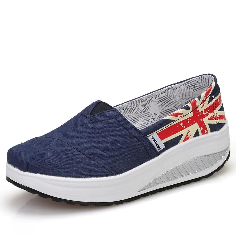 Women's Wedge Loafers Platform Rocking Shoes Light Weight Zapatillas Sports Shoes for Woman Breathable Slimming Swing Shoes