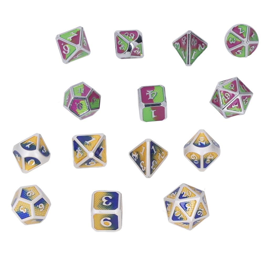 7pcs Metal Polyhedral Dice Alloy Diffferent Shapes Long Lasting Polyhedral Dice Set for Party Game