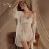 Women's Plus Size Lace Sheer Backless Cami Sleep Dress with Robe Costume Set