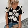 2025 Elegantes und Bequemes Damenmode Kunst Blumenmuster T-Shirt Sommer Freizeit Leichtes Kurzarm-Kleidungsstück