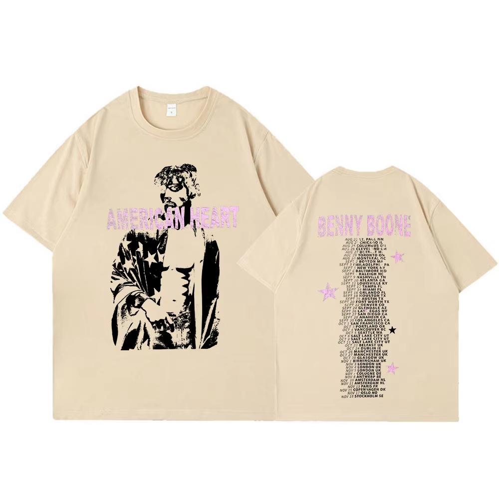 Benson Boone American Heart World Tour 2025 Merch T Shirts Men's Women Clothing Fashion Cotton Short Sleeves T-shirts Streetwear