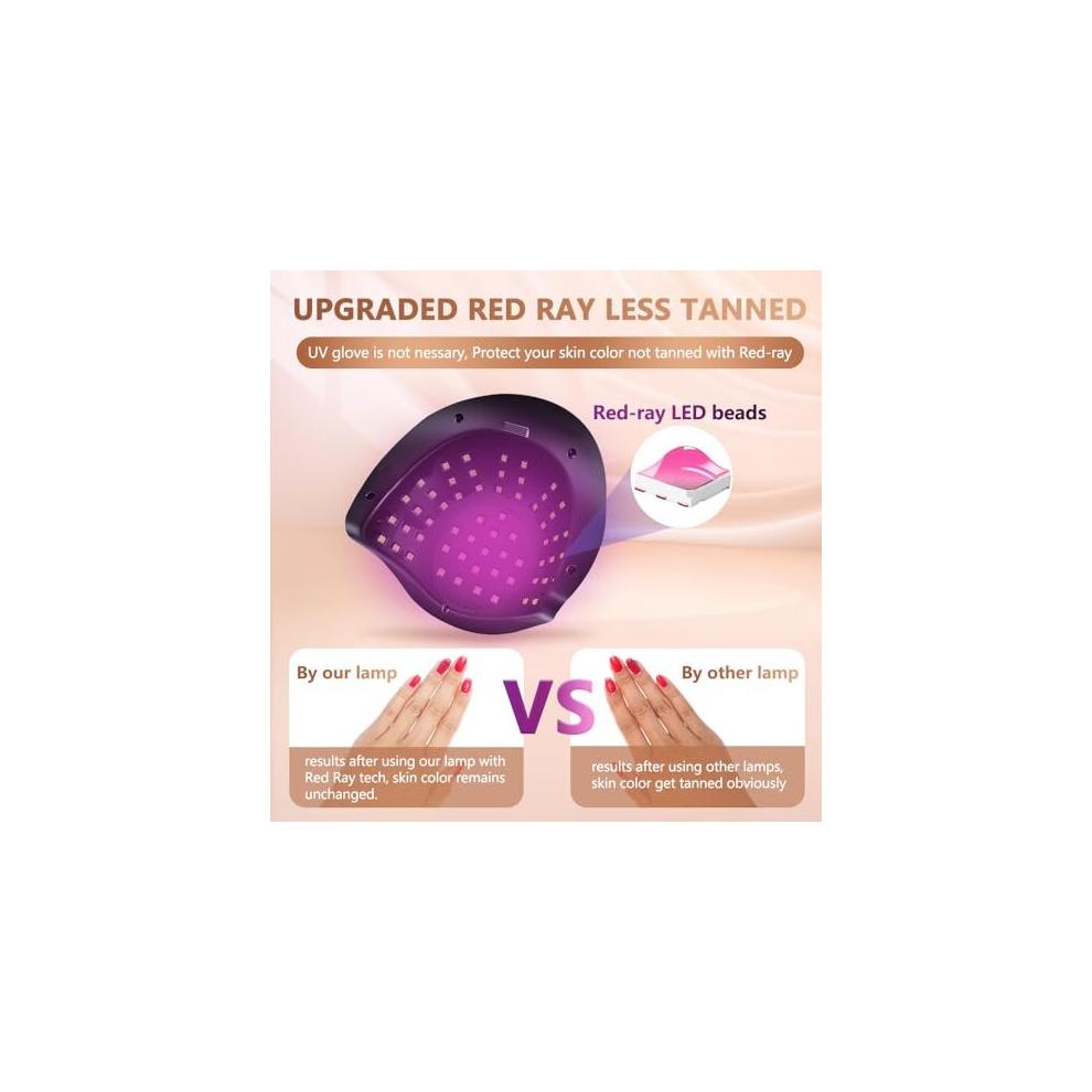 UV LED Nagellampe, 256W LED UV Lampen zum Aushärten von Gelnägeln mit 4 Timer-Einstellungen, Automatischer Sensor UV-Nageltrockner, Touchscreen Gel-Nagellampe, Professionell