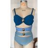 Europäischer und Amerikanischer Neuer Spleiß-Metallverschluss Hohl Einteiliger Badeanzug Damen Hohe Taille und Dünn High-End Bikini