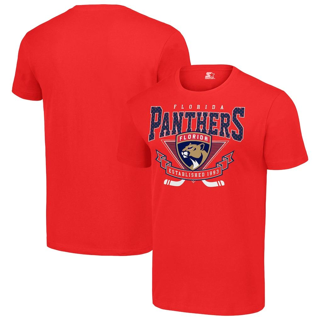 Camiseta de Manga Corta Oversize de Alta Calidad con Gráfico del Logo del Equipo Starter Florida Panthers para Hombre y Mujer Camiseta Suave Cómoda