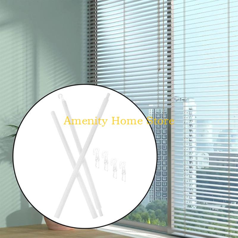 F26C Window Blind Wand Replacement with Hook and Handle Vertical Blind Stick for Smooth Operating Plastic Curtain Pull Rod