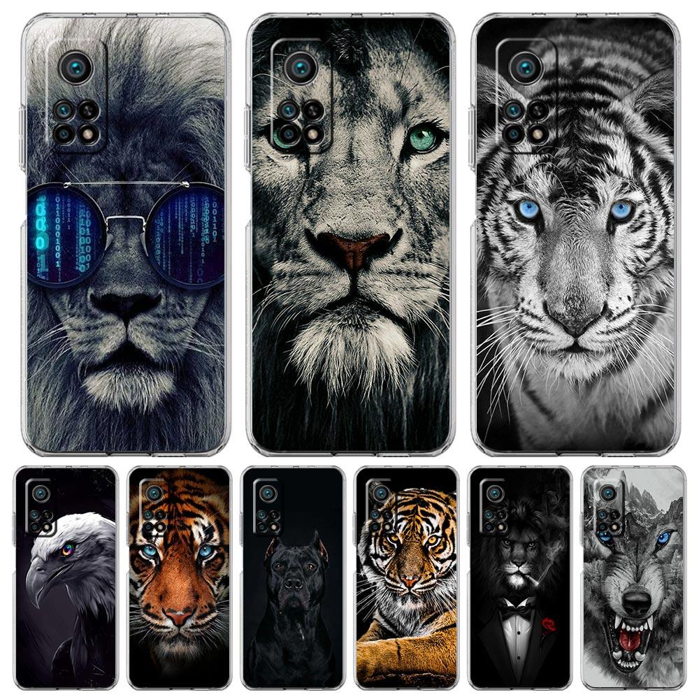 Phone Case For Xiaomi Mi Poco X7 X6 X5 NFC X3 F7 Ultra F6 Pro F3 15 14T 14 13T 11 12 13 Lite Clear TPU Cover Lion Tiger king