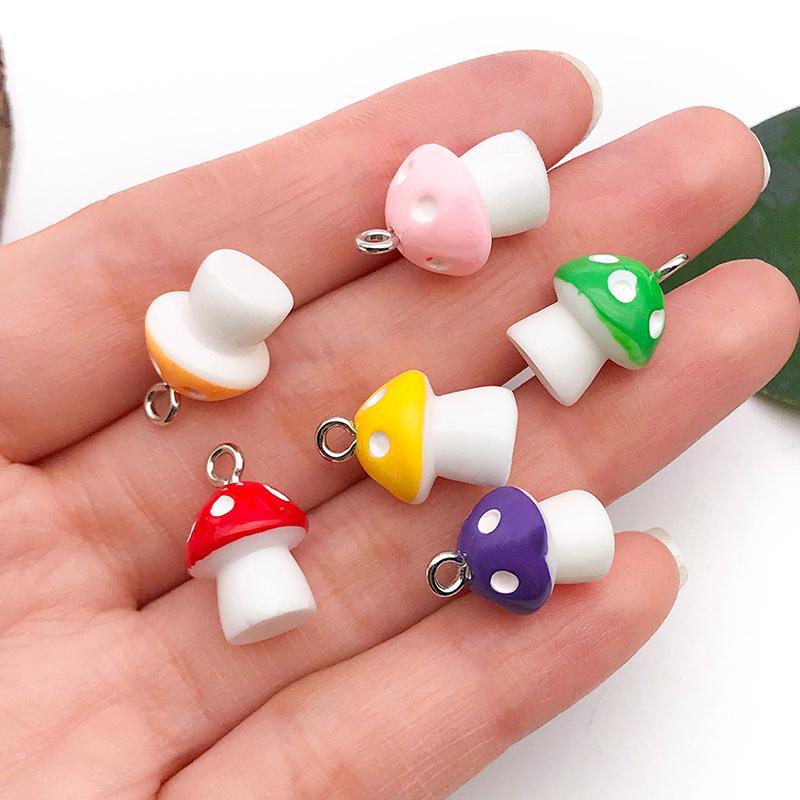 3D Resin Mushroom Pendant Charm for DIY Keychain & Bracelet Jewelry