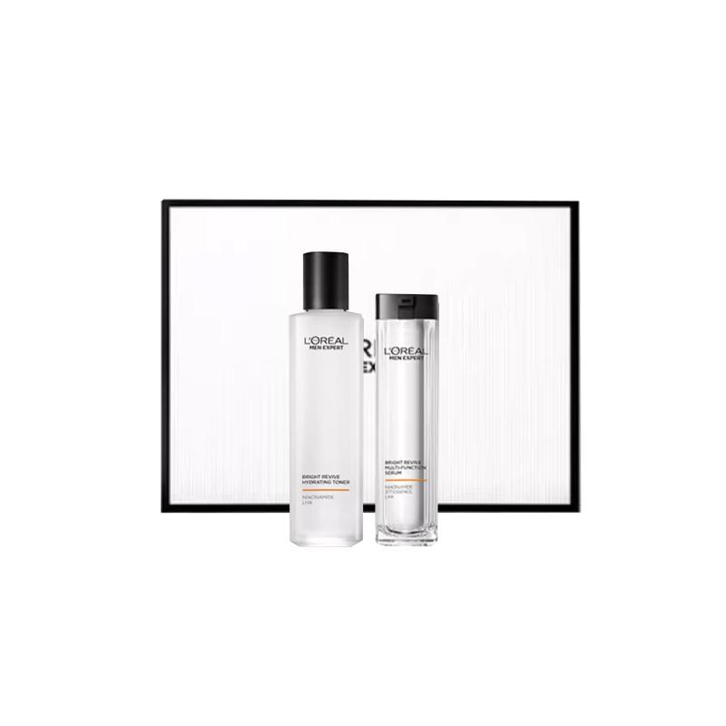 Loreal Paris Men s whitening , moisturizing, repairing and Mens radiant skin care set - radiant toner 180ml radiant multi-effect essence 50ml