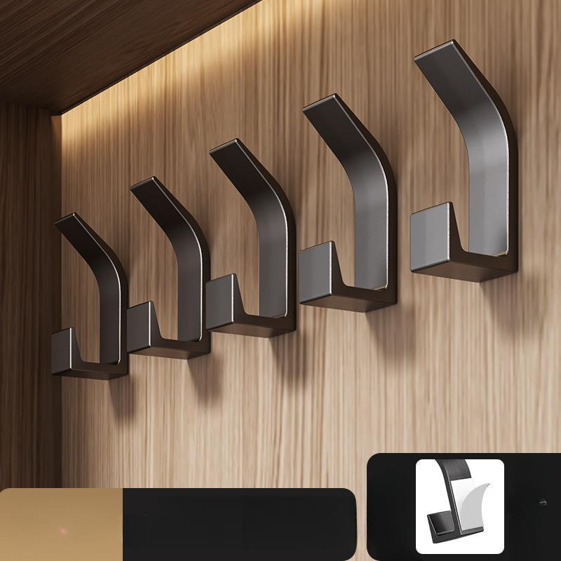 No Drilling Double Hook Black White Towel Hook For Bathroom Clothes Coat Hook Bedroom Robe Hook Livingroom Kitchen Accessories