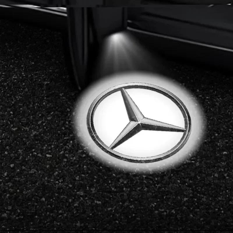 2pcs Car Door Light Laser Logo Decor Project Ghost Lamp For Mercedes Benz A B C M ML GLA GLS E Class W176 W205 W166 W246 W212