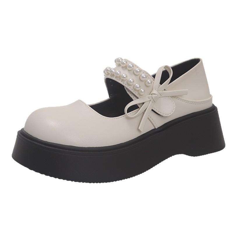 Foreign fashion small leather shoes women's 2025 summer new pearl princess shoes British style buckle jk with skirt single shoes