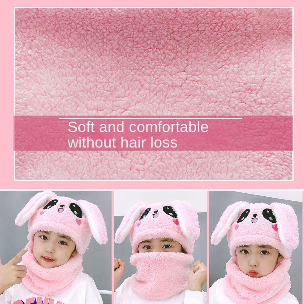 Double Fleece Kids Caps Plush Scarf Thicken Cap Winter Warm Neck Cap Children
