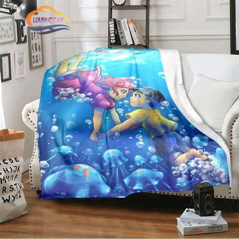 Ponyo On the Cliff Cute Cartoon Blanket Miyazaki Hayao Animation Series Blanket Four Seasons Blanket for Children and Adults
