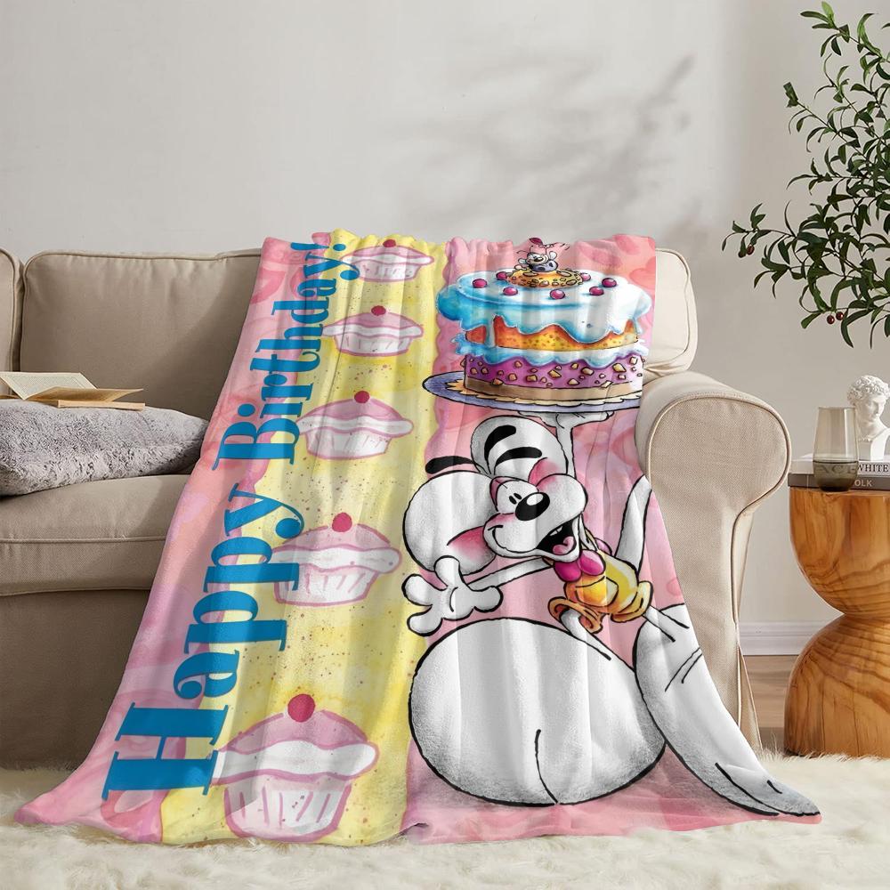 Süßer D-diddl Überwurf Weicher Flanell Überwurf Sommerdecke Leichte Gemütliche Nickerchen Decke für Sofa Bett Reisen