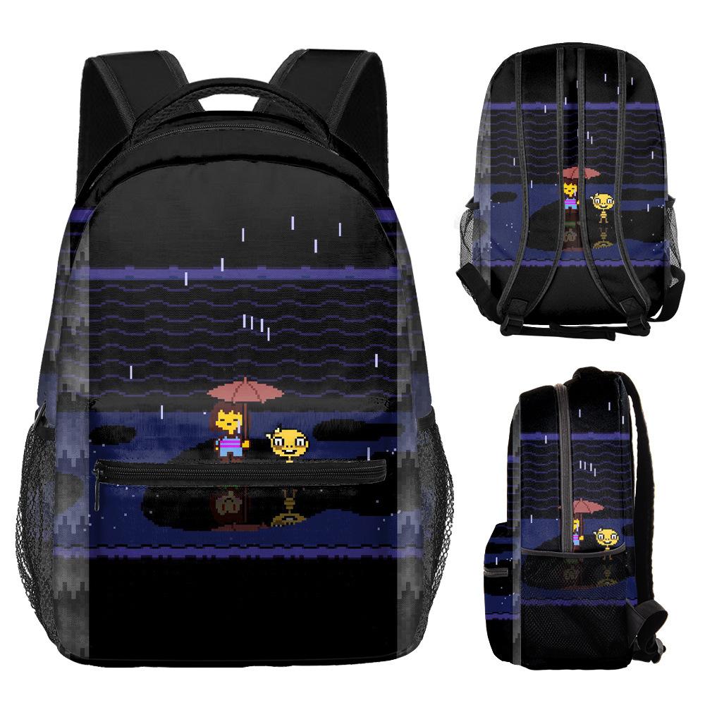 Trendige Hip Hop Kpop Jugendliche Schultaschen Unisex Undertale Reisetaschen 3D-Druck Oxford Wasserdichte Notizbuch-Umhängetaschen