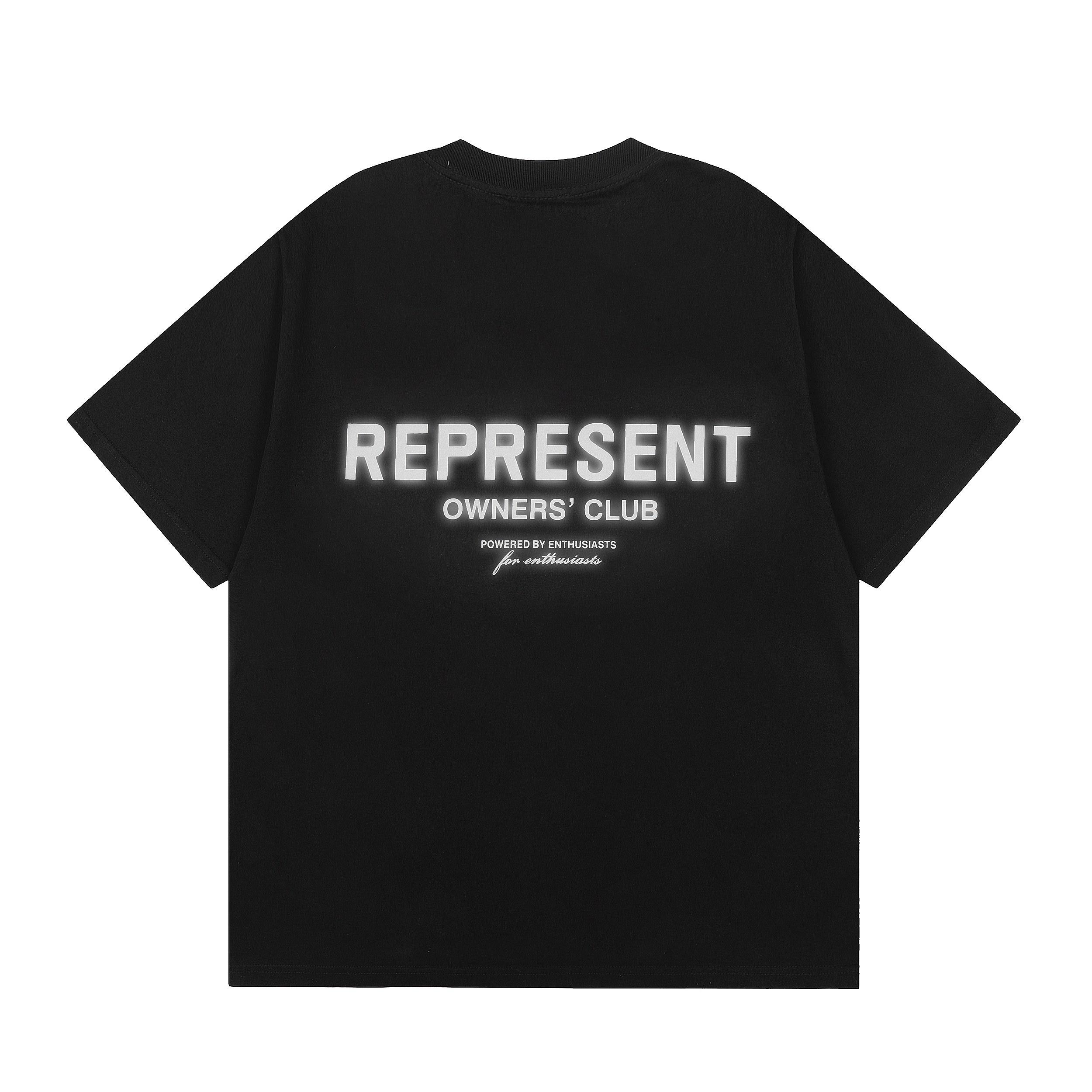 Owners Club Back Reflective Glow Letter Oversized Heavy Cotton T-Shirt 100% Cotton Unisex Clean Fit Luxury Street Short Sleeve Top S